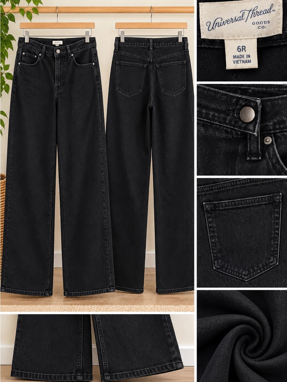 Universal Thread Mid-Rise Super Wide Leg Jeans - Black